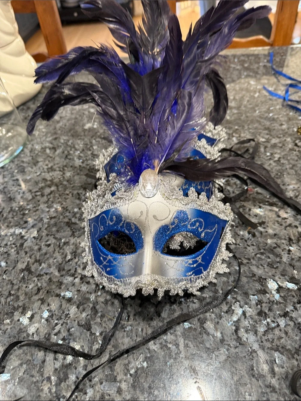 Festive Women's Masquerade Mask Set - Multicolor Glitter & Feather Accents